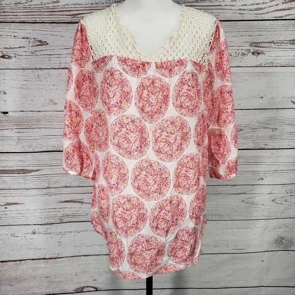 Calypso St. Barth for Target Women's 100%Silk Medallion Print Blouse Size XL - Picture 2 of 10